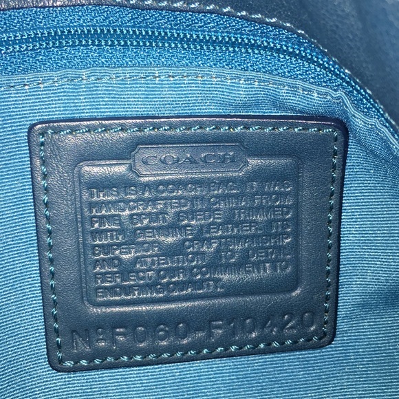 COACH teal suede w/deep teal leather w/accents - Picture 4 of 8